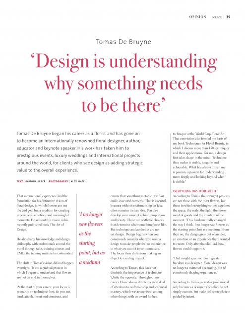 DPK Magazine - OPINION - Beyond Flowers: The Art of Meaningful Design